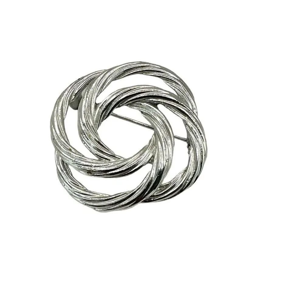 Vintage silver tone twisted knot Brooch